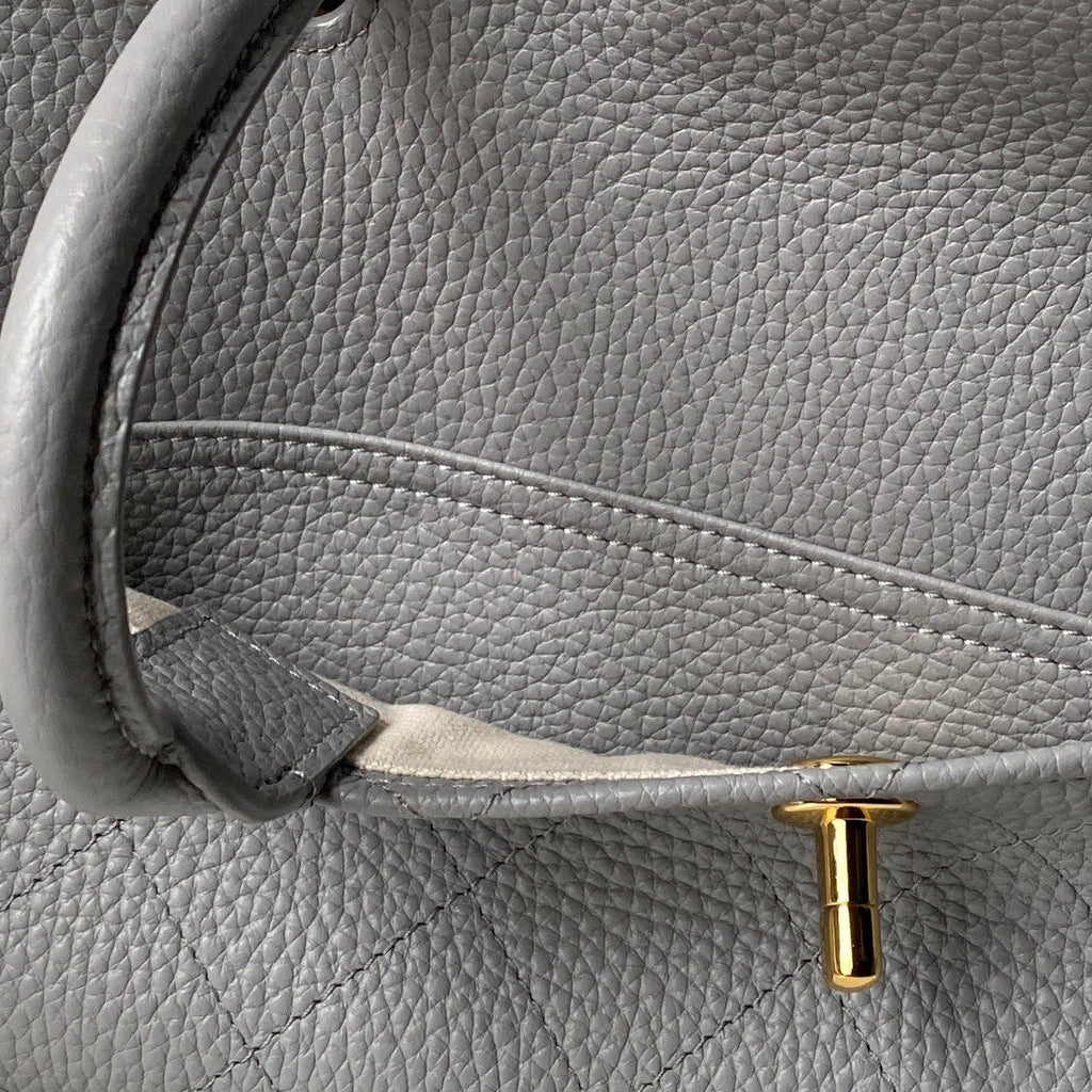 CHANEL 26S BOWLING BAGUETTE BAG 30CM IN GREY CAVIAR CALFSKIN