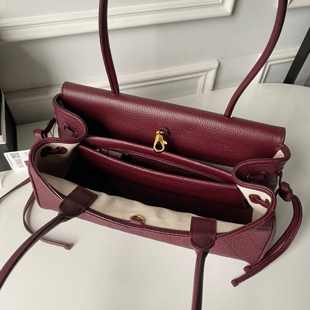 CHANEL 26S BOWLING BAGUETTE BAG 30CM IN BURGUNDY RED CAVIAR CALFSKIN
