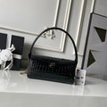 CHANEL 26S BARREL CLUTCH WITH CHAIN 23 IN BLACK CROCODILE-EMBOSSED CALFSKIN GOLD HARDWARE