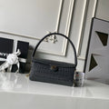 CHANEL 26S BARREL CLUTCH WITH CHAIN 23 IN DARK GREY CROCODILE-EMBOSSED CALFSKIN GOLD HARDWARE