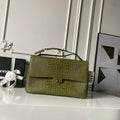CHANEL 26S CC LOGO SHOULDER BAG 39 IN OLIVE GREEN CROCODILE-EMBOSSED CALFSKIN GOLD HARDWARE