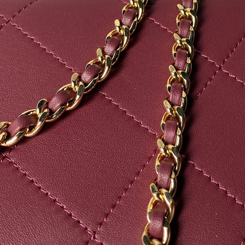 CHANEL 26S HOBO BAG SMALL 23 IN BURGUNDY RED QUILTED LAMBSKIN GOLD HARDWARE