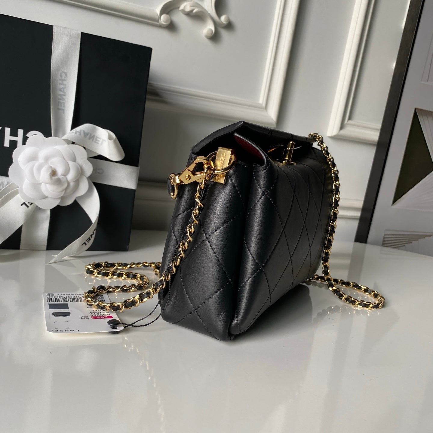 CHANEL 26S HOBO BAG SMALL 23 IN BLACK QUILTED LAMBSKIN GOLD HARDWARE