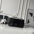 CHANEL 26S CC LOGO SHOULDER BAG 32 IN BLACK CROCODILE-EMBOSSED CALFSKIN GOLD HARDWARE