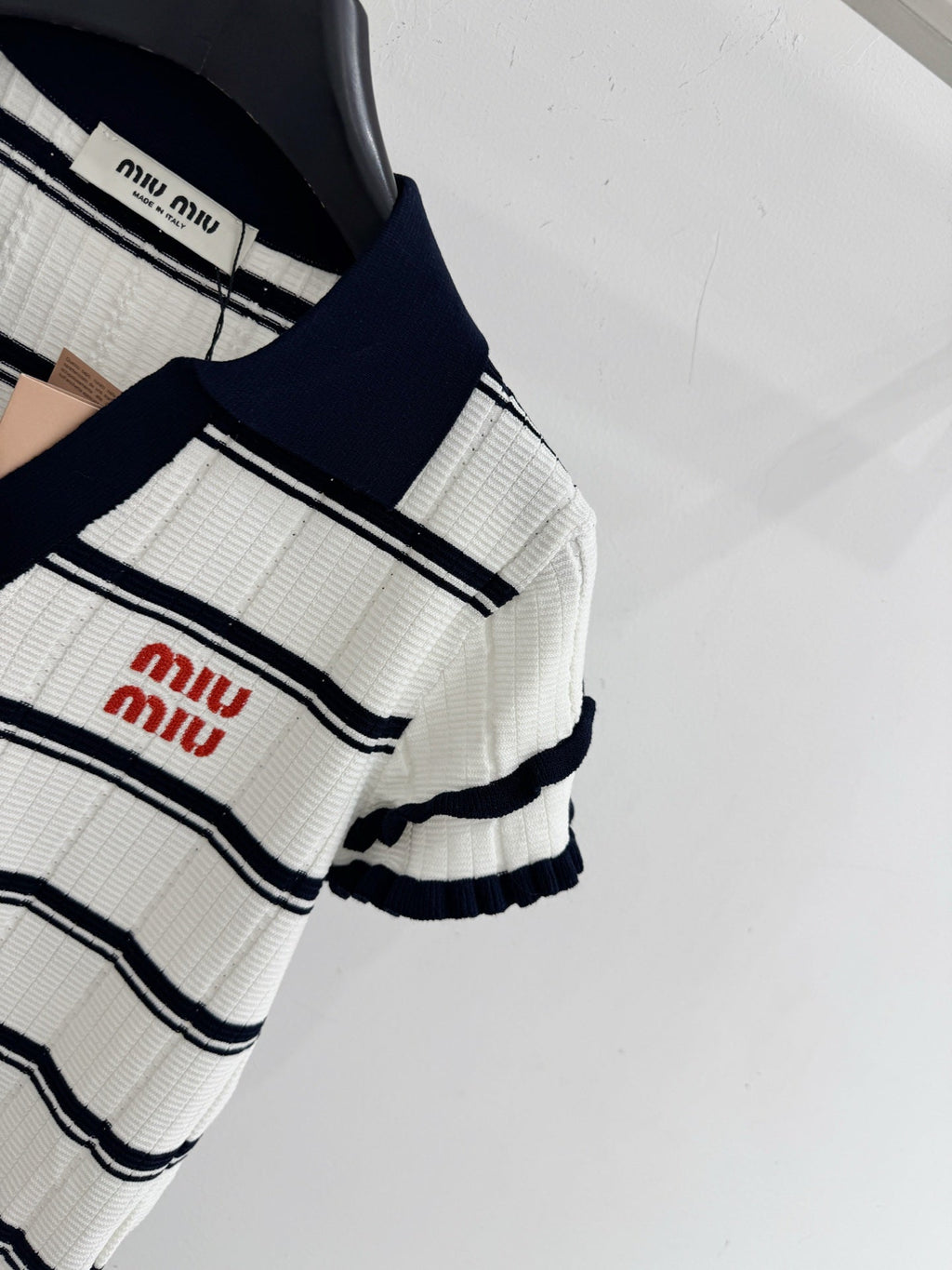 MIUMIU 26S SHORT-SLEEVED KNIT POLO SHIRT STYLE 1093