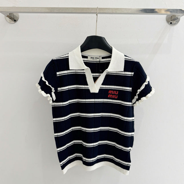 MIUMIU 26S SHORT-SLEEVED KNIT POLO SHIRT STYLE 1094