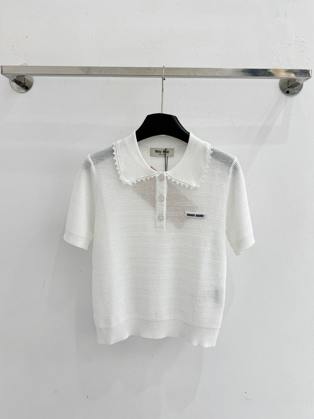 MIUMIU 26S SHORT-SLEEVED KNIT POLO SHIRT STYLE 1065