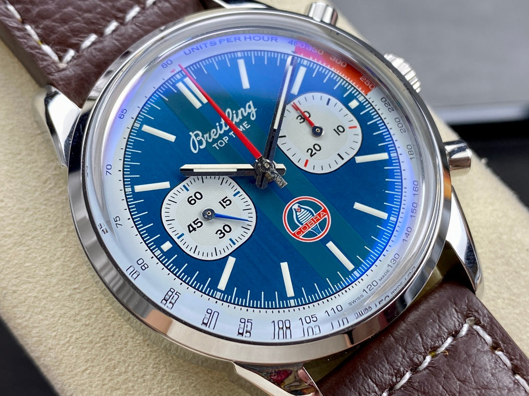 TOP TIME B01 SHELBY COBRA STEEL CASE BLUE MIX WHITE DIAL