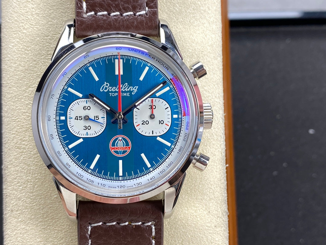 TOP TIME B01 SHELBY COBRA STEEL CASE BLUE MIX WHITE DIAL