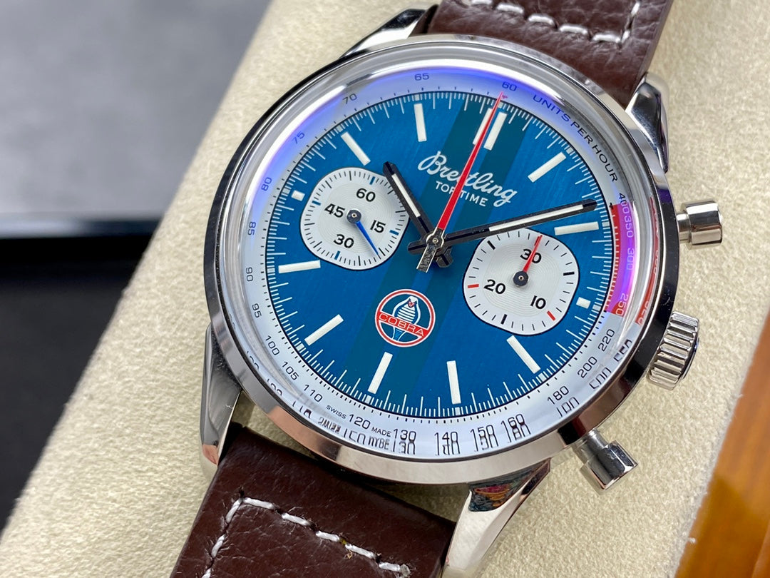 TOP TIME B01 SHELBY COBRA STEEL CASE BLUE MIX WHITE DIAL