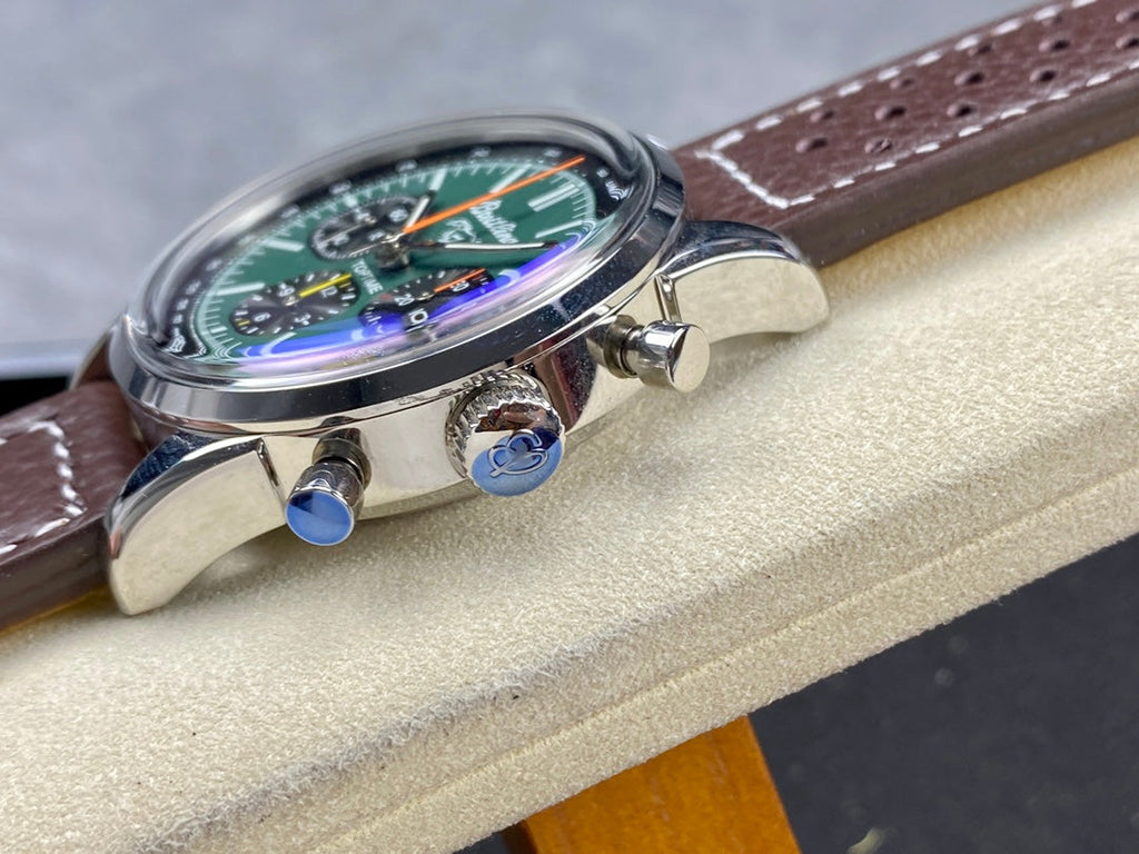TOP TIME B01 FORD MUSTANG STEEL CASE BROWN CALFSKIN STRAP
