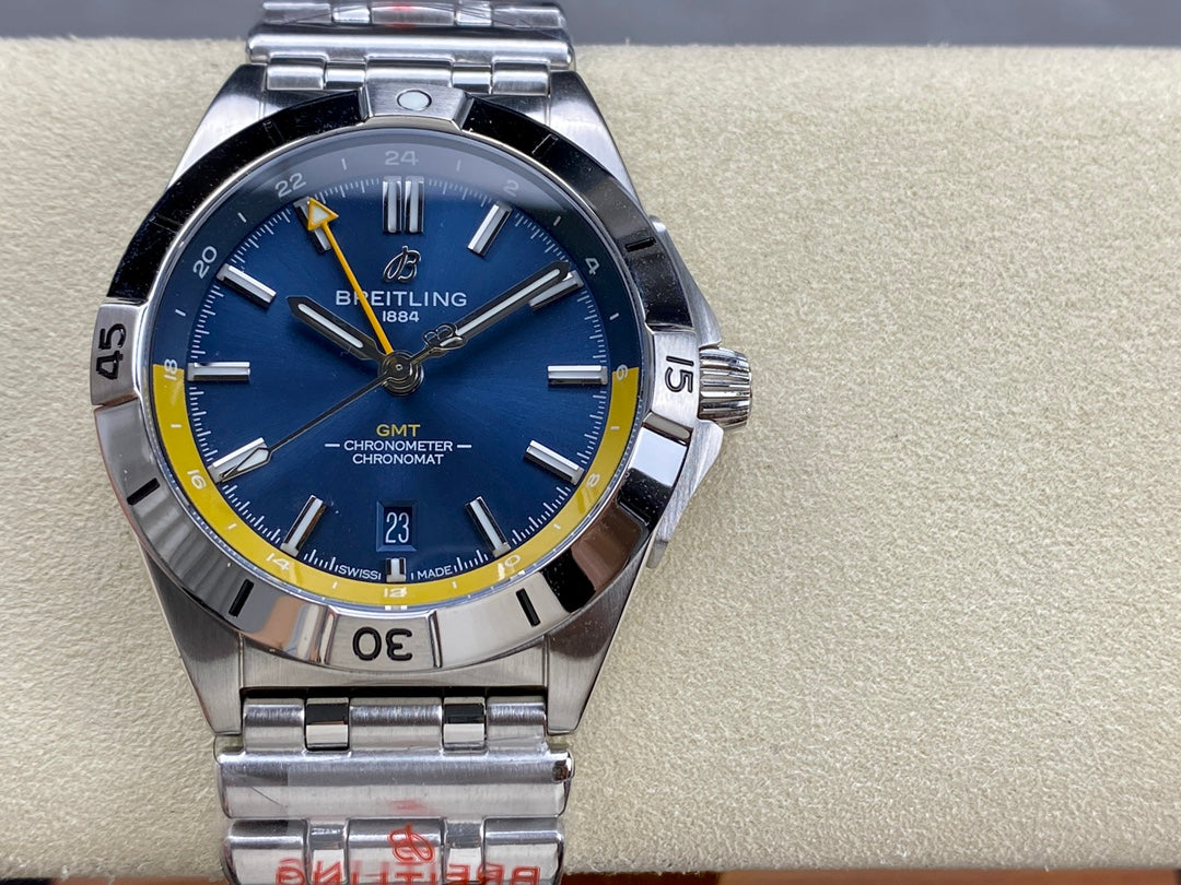 CHRONOMAT AUTOMATIC GMT 40 ALL STEEL BLUE MIX YELLOW DIAL
