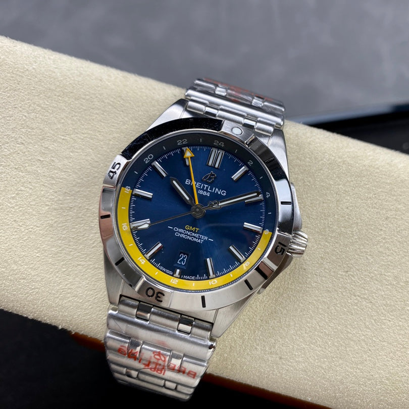 CHRONOMAT AUTOMATIC GMT 40 ALL STEEL BLUE MIX YELLOW DIAL