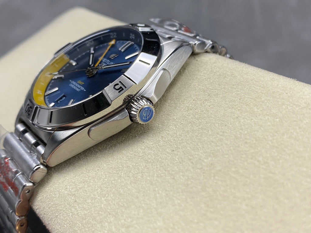 CHRONOMAT AUTOMATIC GMT 40 ALL STEEL BLUE MIX YELLOW DIAL