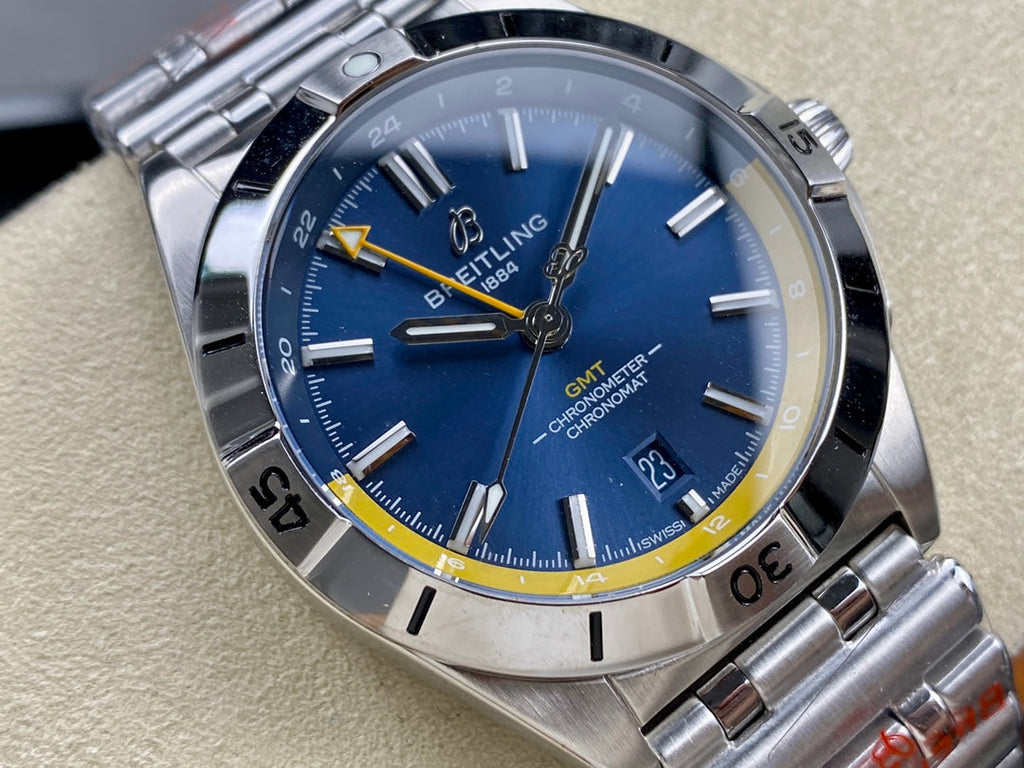 CHRONOMAT AUTOMATIC GMT 40 ALL STEEL BLUE MIX YELLOW DIAL