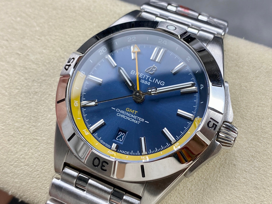 CHRONOMAT AUTOMATIC GMT 40 ALL STEEL BLUE MIX YELLOW DIAL