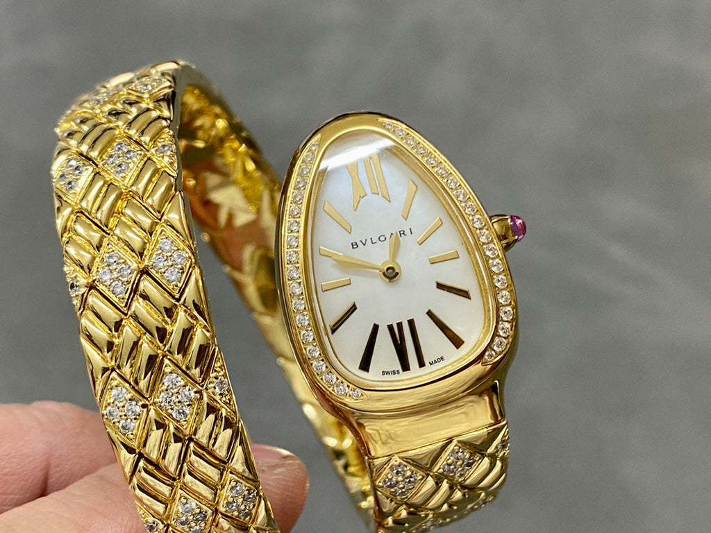 SERPENTI TUBOGAS QUARTZ YELLOW GOLD WHITE DIAL