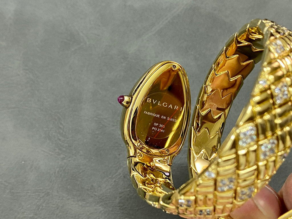 SERPENTI TUBOGAS QUARTZ YELLOW GOLD WHITE DIAL
