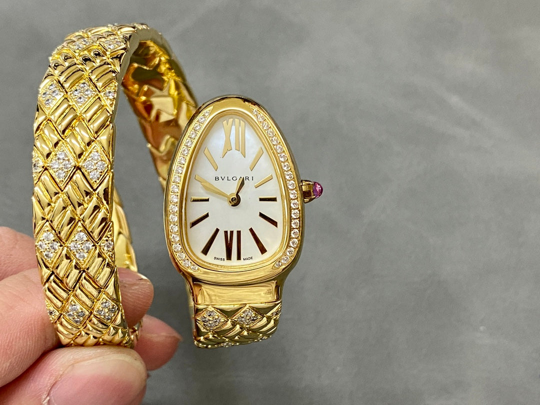 SERPENTI TUBOGAS QUARTZ YELLOW GOLD WHITE DIAL