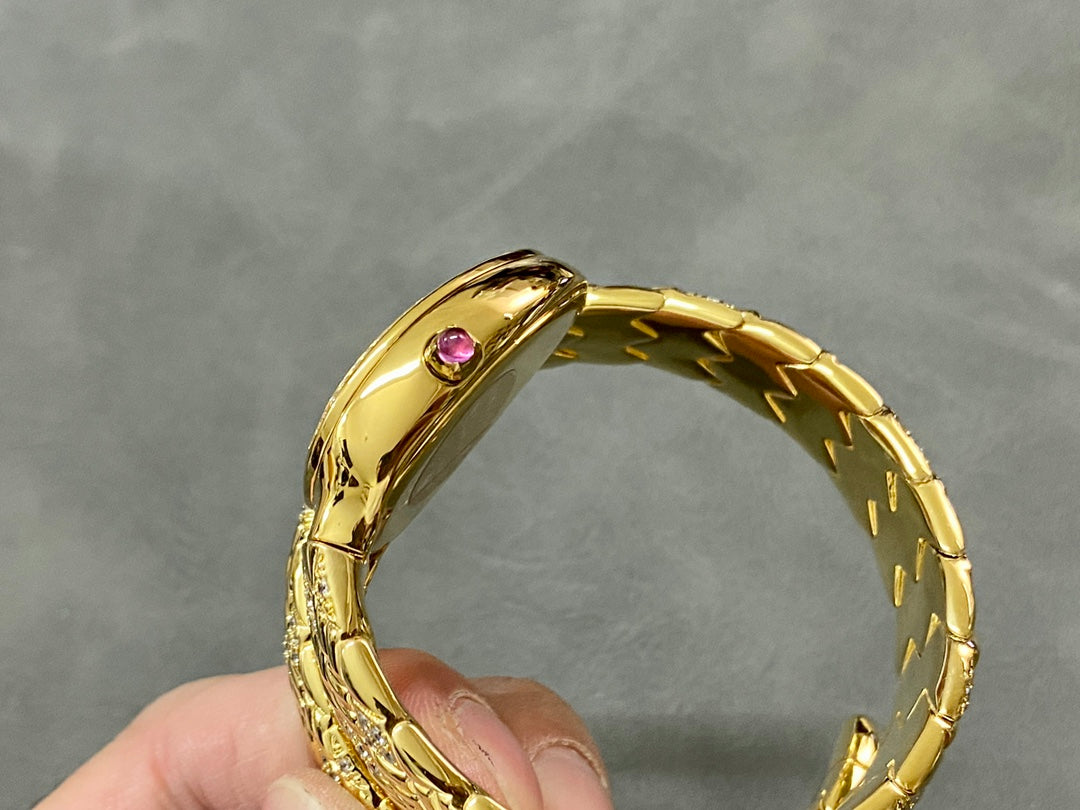SERPENTI TUBOGAS QUARTZ YELLOW GOLD WHITE DIAL