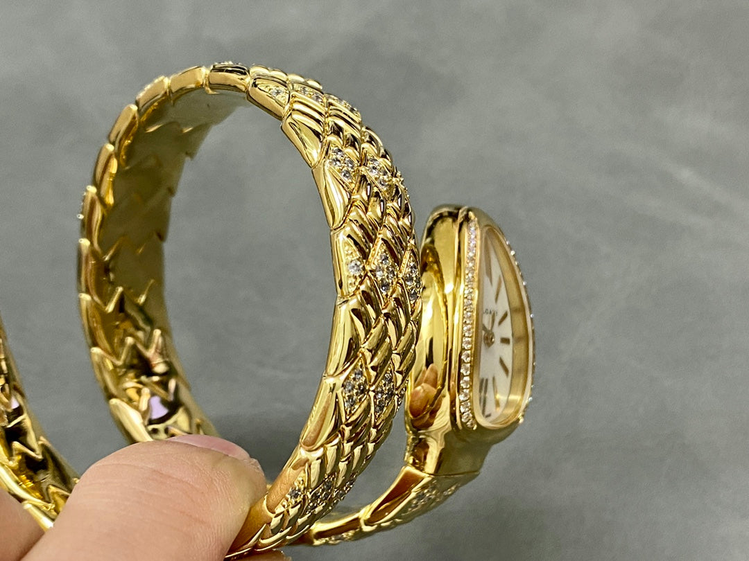 SERPENTI TUBOGAS QUARTZ YELLOW GOLD WHITE DIAL