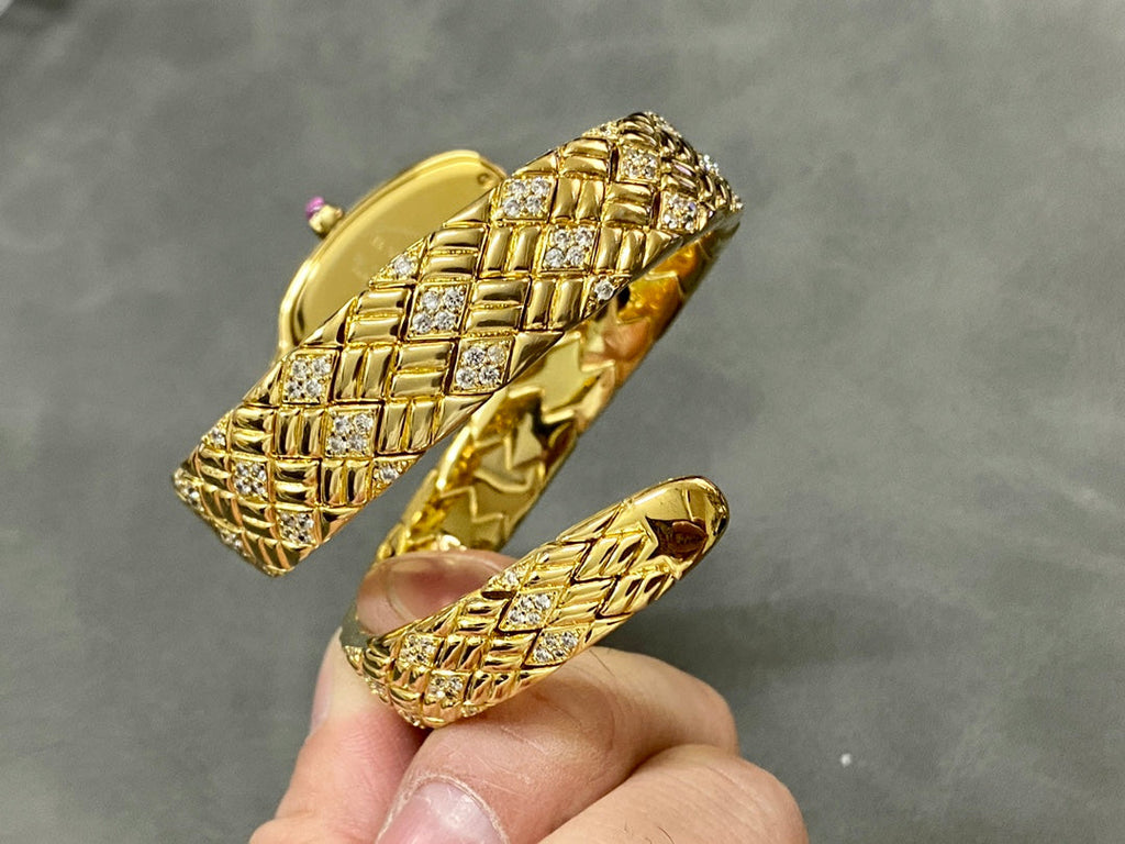 SERPENTI TUBOGAS QUARTZ YELLOW GOLD WHITE DIAL