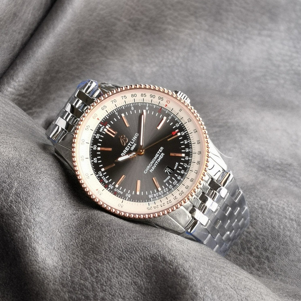 NAVITIMER AUTOMATIC 41 RED GOLD BEZEL WHITE AND BLACK DIAL