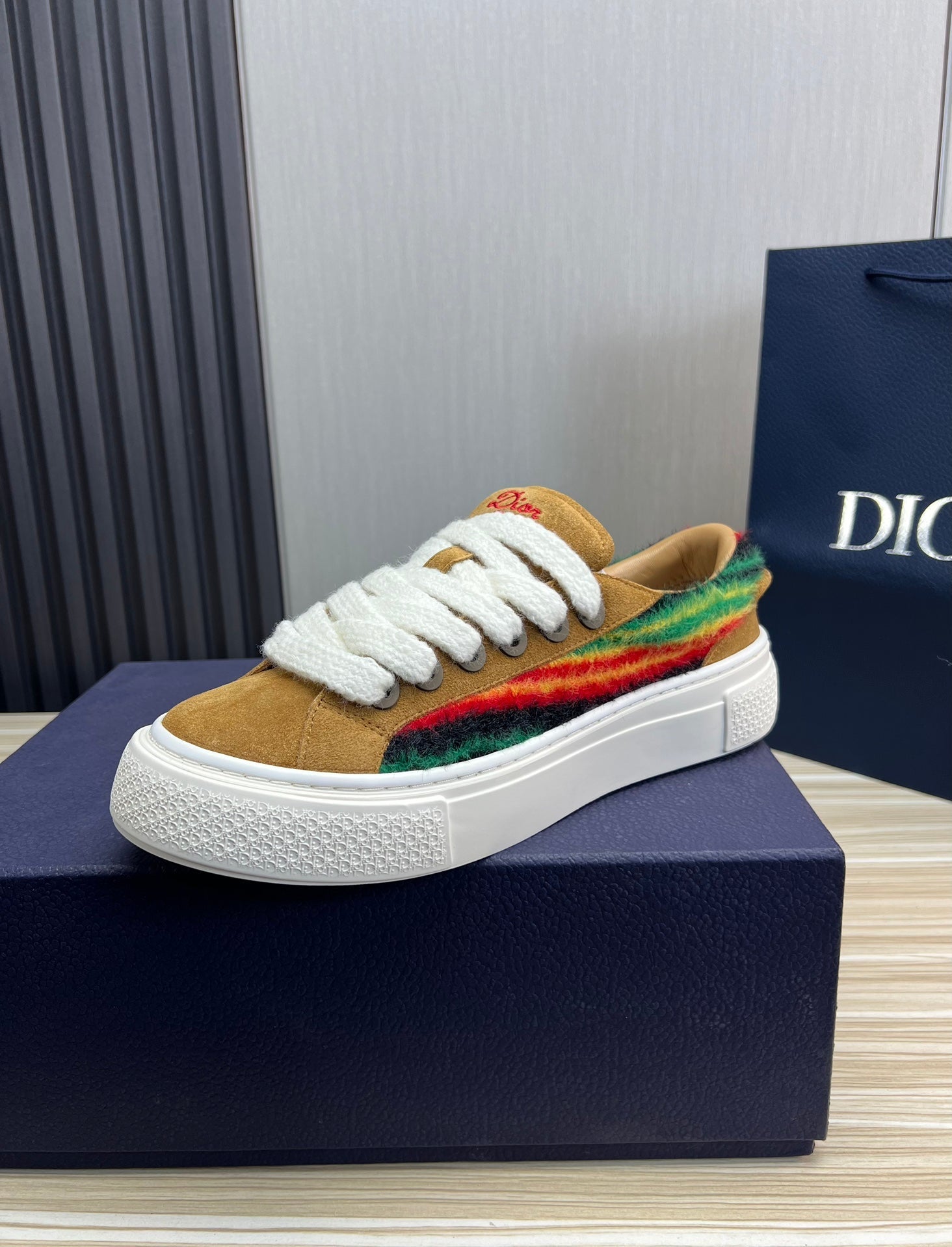 CD B33 SNEAKER BRONZE SUEDE AND FABRIC