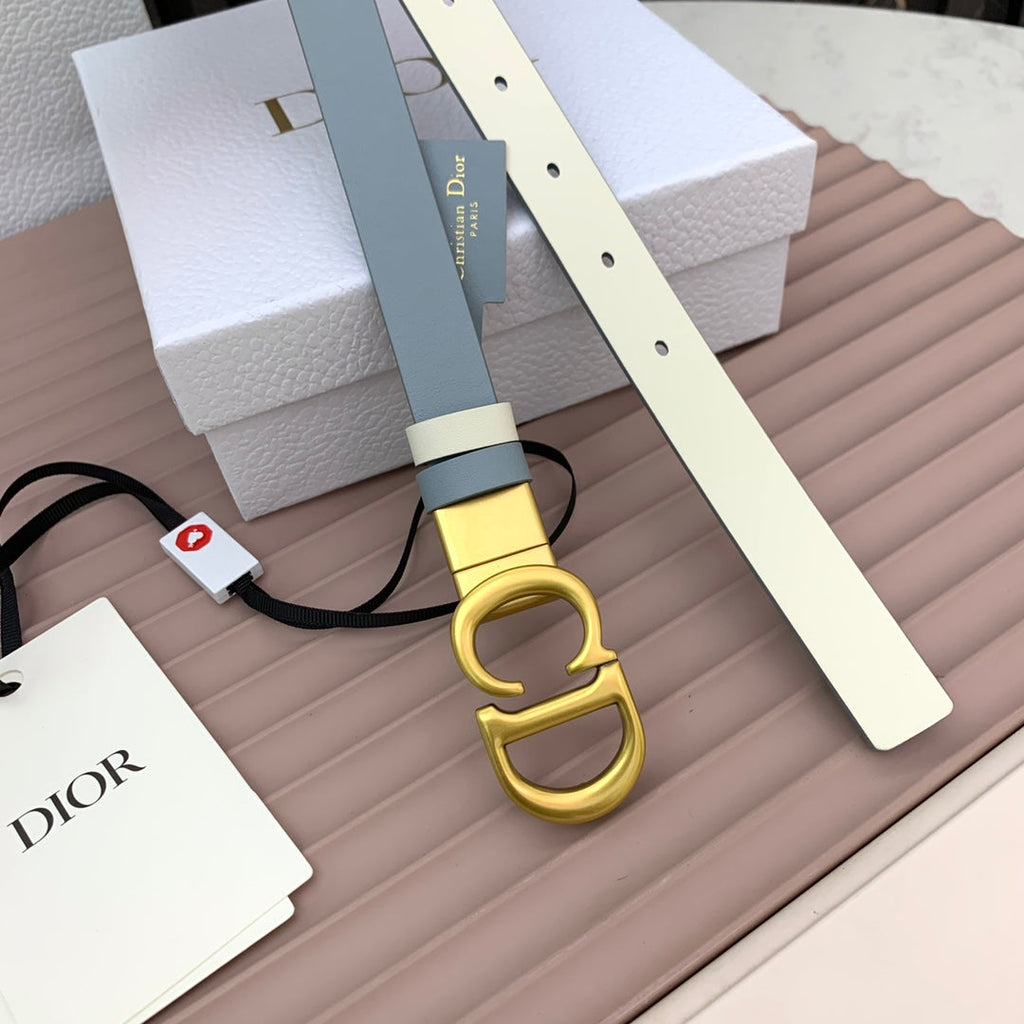 DIOR 25S BELT 20 MM IN STEEL BLUE CALFSKIN 568720