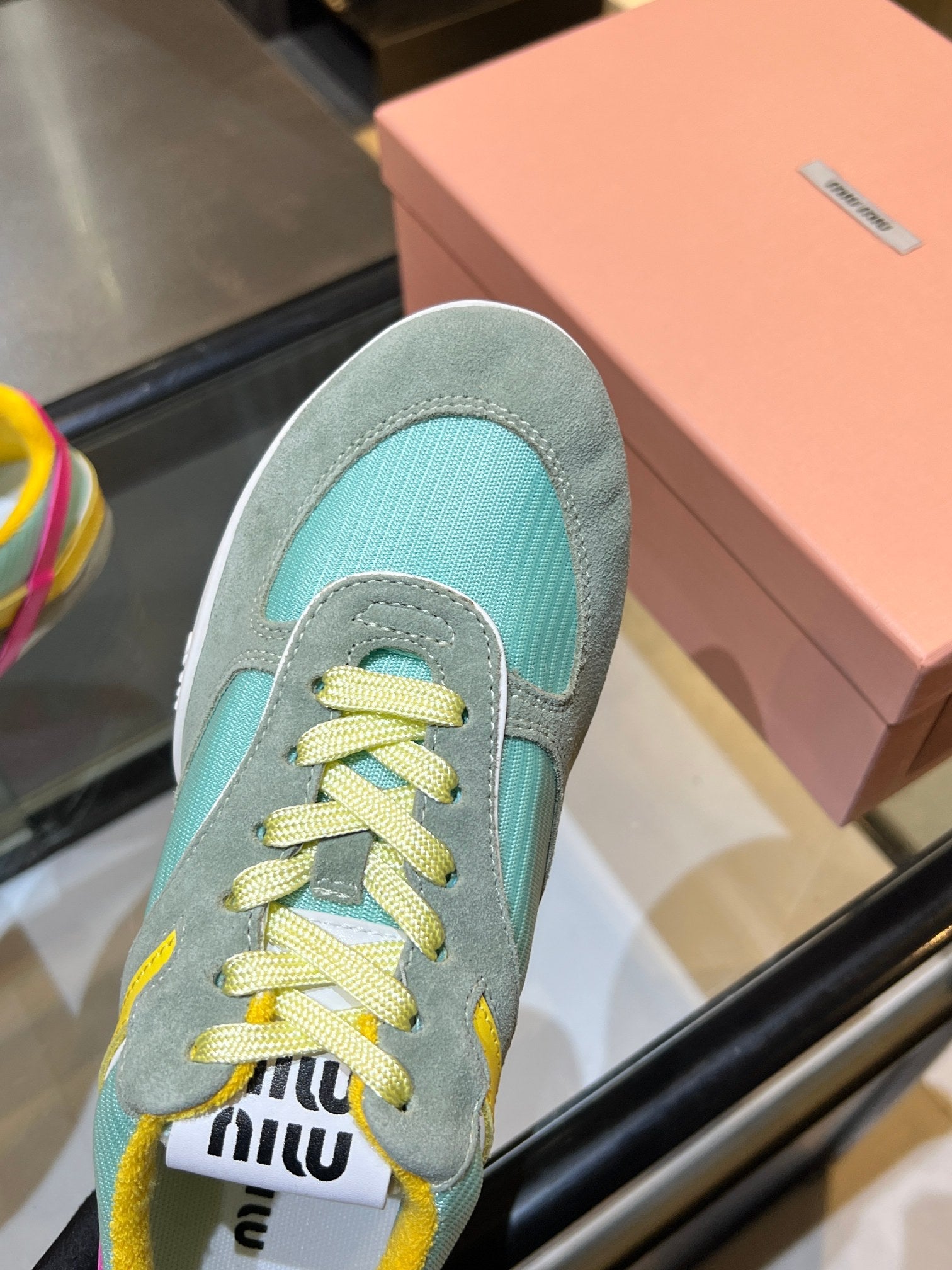 MIUMIU 26S SNEAKERS IN MULTICOLOR FABRIC AND SUEDE
