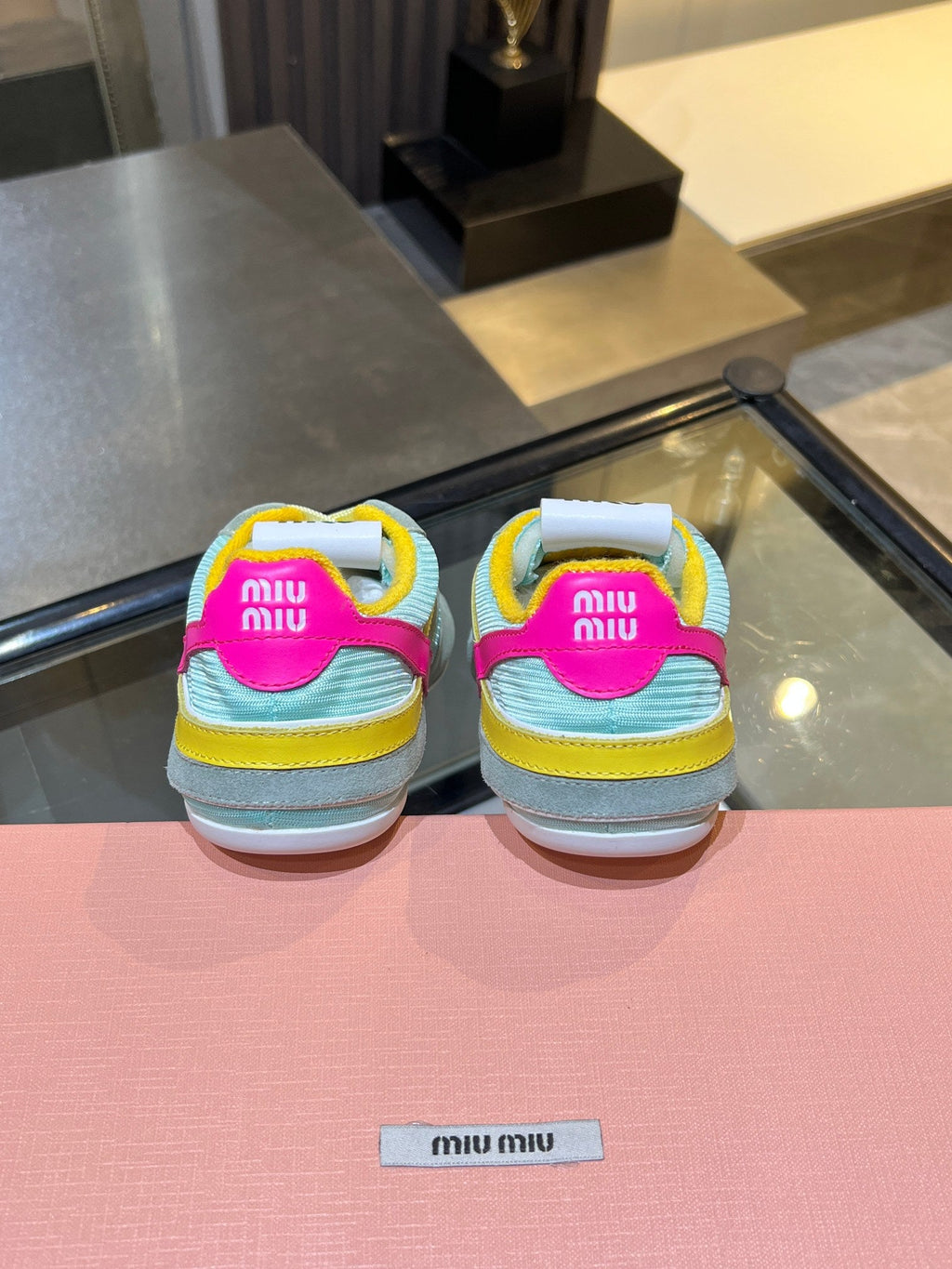 MIUMIU 26S SNEAKERS IN MULTICOLOR FABRIC AND SUEDE