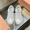 MIUMIU 26S SNEAKERS IN LIGHT BEIGE FABRIC AND SUEDE