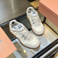 MIUMIU 26S SNEAKERS IN IVORY WHITE FABRIC AND SUEDE