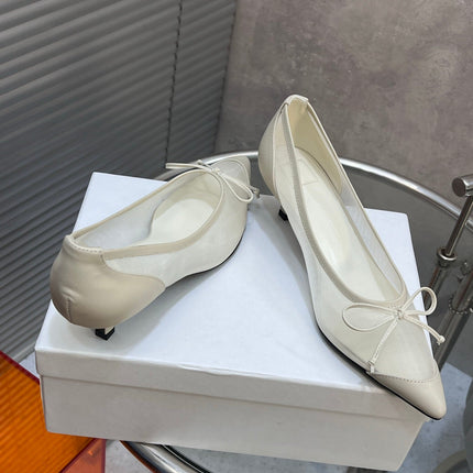 JACQUEMUS 26S HIGH HEELS 45 MM IN CREAM WHITE MESH FABRIC AND CALFSKIN