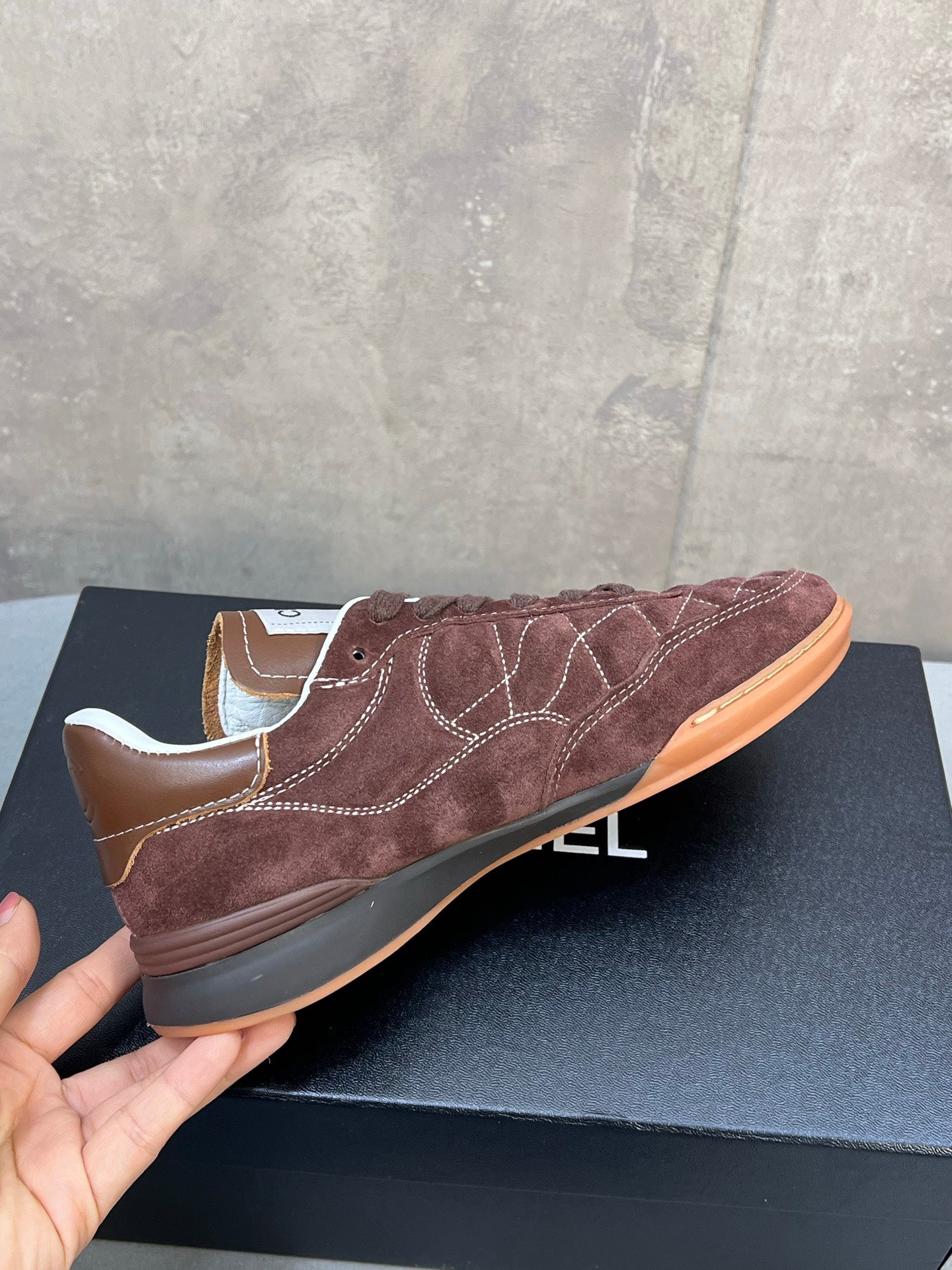 CHANEL 26S SNEAKERS IN DARK BROWN SUEDE QUILTED CC LOGO