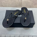 CHANEL 26S FLIP FLOPS IN BLACK CALFSKIN CC LOGO