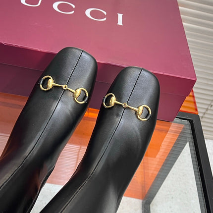 GUCCI 26S HORSEBIT KNEE-HIGH BOOTS 55 MM IN BLACK CALFSKIN
