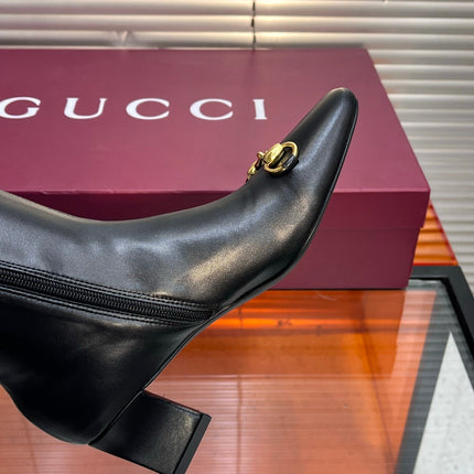 GUCCI 26S HORSEBIT KNEE-HIGH BOOTS 55 MM IN BLACK CALFSKIN