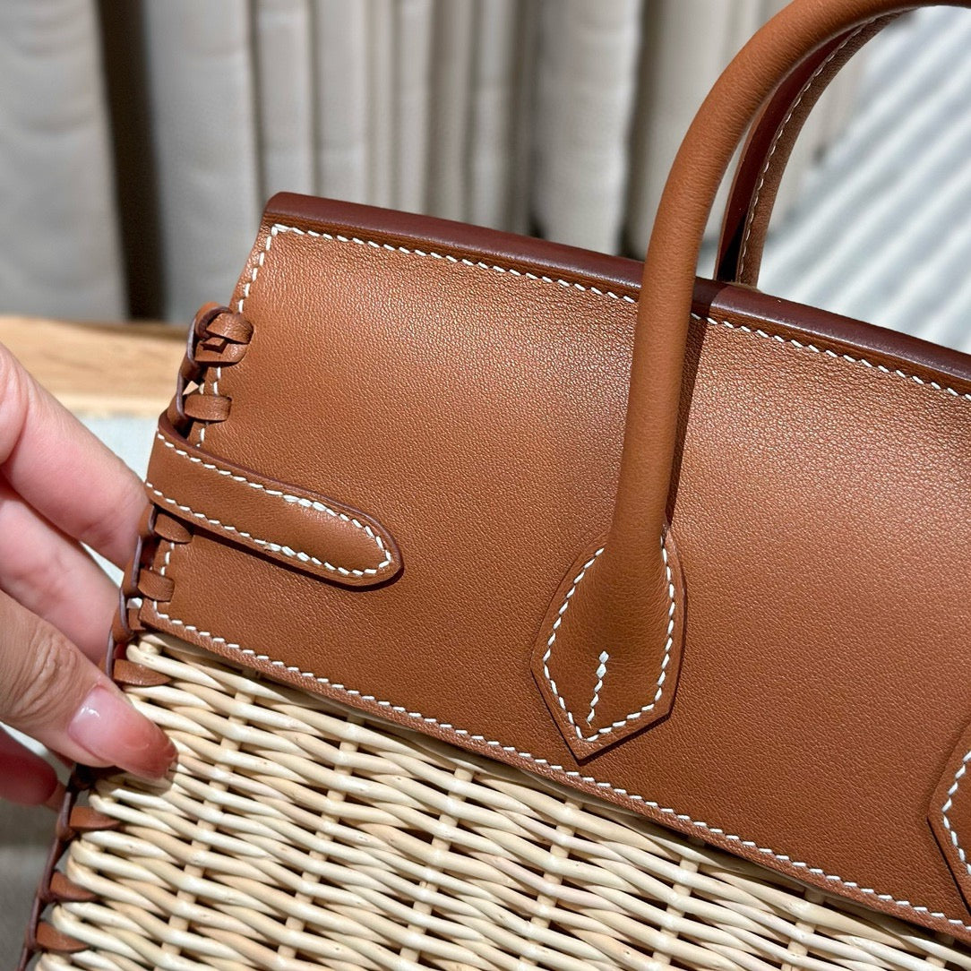 HM BIRKIN PICNIC 25 CM IN CAMEL CALFSKIN SILVER HARDWARE