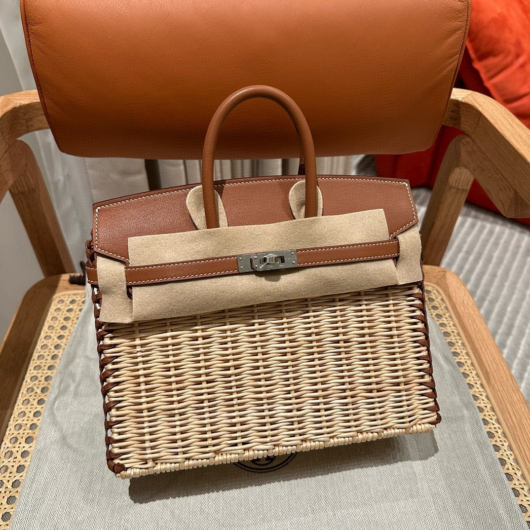 HM BIRKIN PICNIC 25 CM IN CAMEL CALFSKIN SILVER HARDWARE
