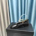 MARY JANE WITH PEARL STRAP IN GLOSSY BLACK LAMBSKIN