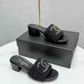CC HIGH HEEL 25S IN BLACK FABRIC AND CALFSKIN WITH LOGO