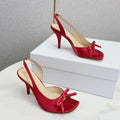 DIOR 26S HIGH-HEEL BACK-STRAP SHOES IN DARK RED SATIN