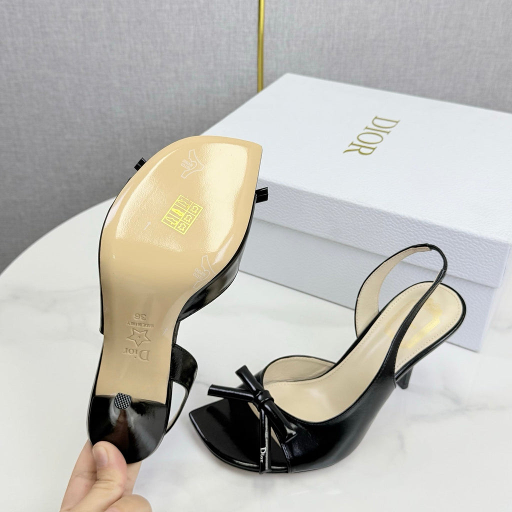 DIOR 26S HIGH-HEEL BACK-STRAP SHOES IN BLACK CALFSKIN
