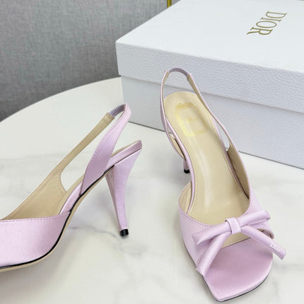 DIOR 26S HIGH-HEEL BACK-STRAP SHOES IN PALE DUSTY PINK SATIN