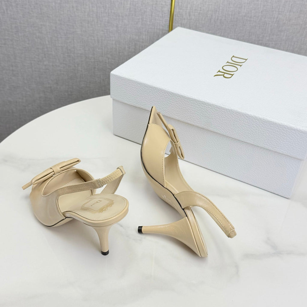 DIOR 26S HIGH-HEEL BACK-STRAP SHOES IN BEIGE CALFSKIN