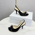 DIOR 26S HIGH-HEEL BACK-STRAP SHOES IN BLACK SATIN