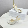 DIOR 26S HIGH-HEEL BACK-STRAP SHOES IN WHITE SATIN