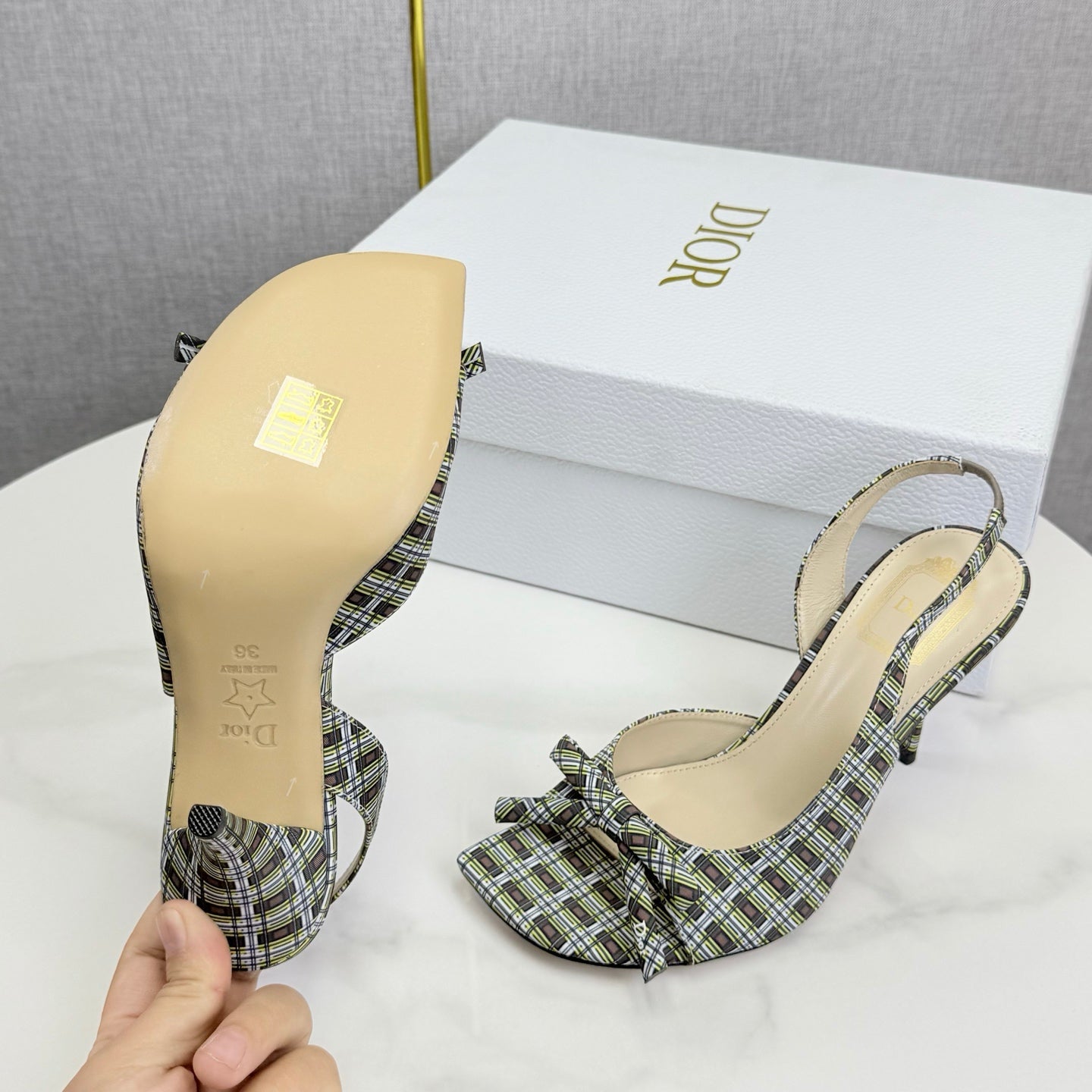 DIOR 26S HIGH-HEEL BACK-STRAP SHOES IN MULTICOLOR FABRIC
