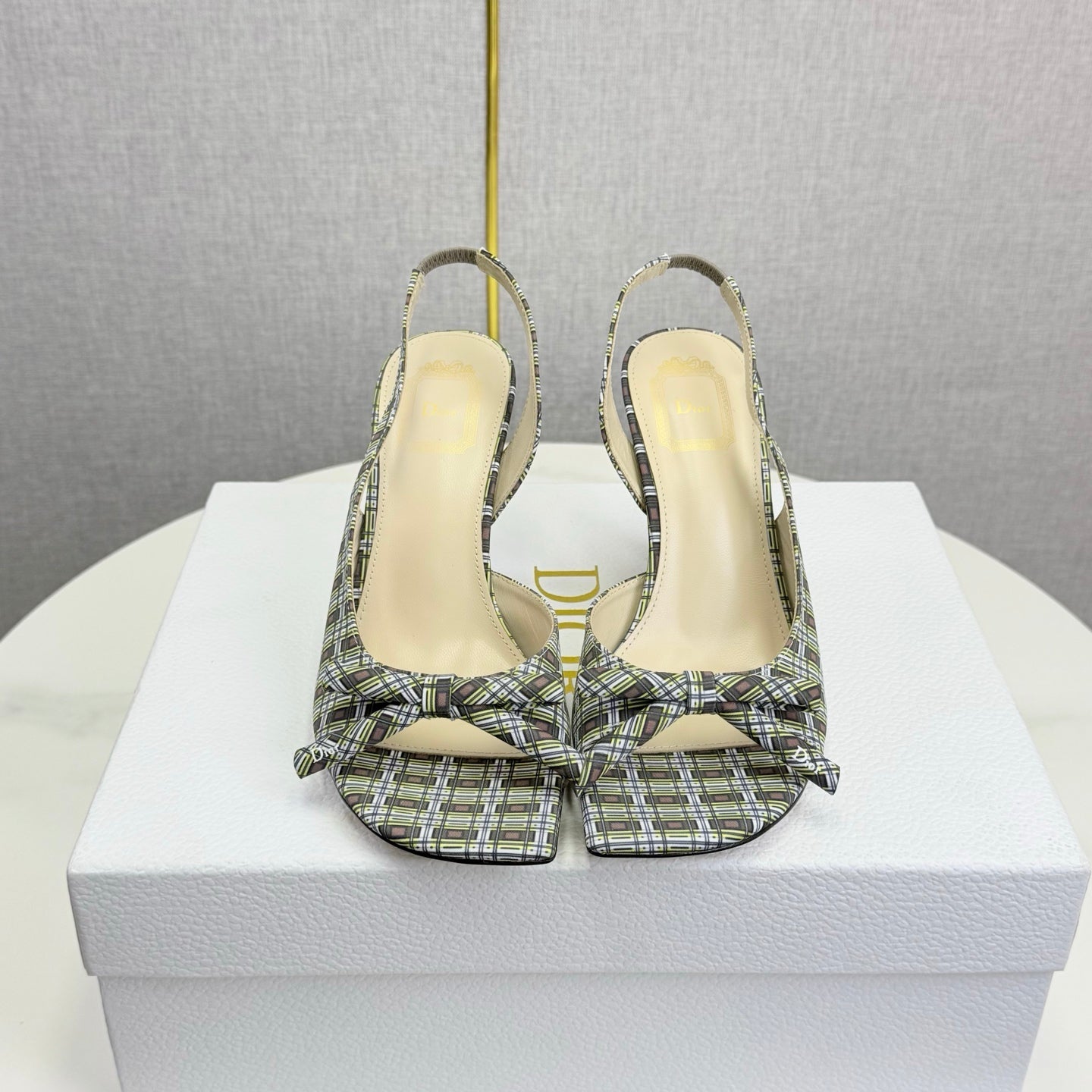 DIOR 26S HIGH-HEEL BACK-STRAP SHOES IN MULTICOLOR FABRIC